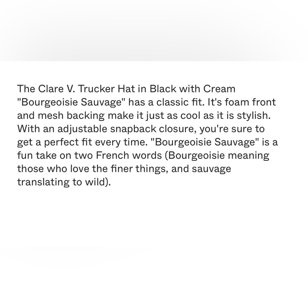 Clare V Bougeoisie Savage trucker hat- sold out - Picture 2 of 8